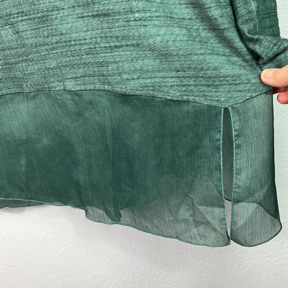 Ali Miles Heather Green 3/4 Sleeve Chiffon Hem Tunic Small - Picture 5 of 7